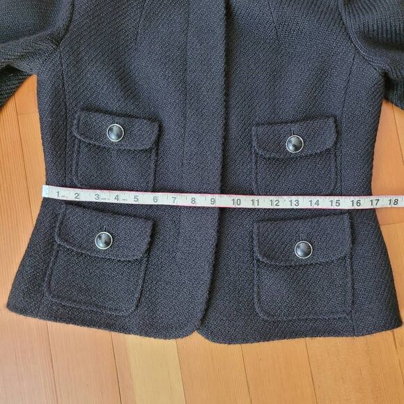 Talbots wool blend black chanel inspired blazer office workwear goth preppy acad - Picture 11 of 12